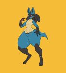  anthro featureless_chest featureless_crotch female flat_chested hi_res lucario nintendo pok&eacute;mon pok&eacute;mon_(species) solo thewilldpink thick_thighs video_games wide_hips 