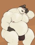  2021 animal_crossing anthro belly big_belly blush brown_background buckteeth bulge clothing cricetid eyebrows eyewear hamster hand_on_cheek hi_res looking_at_viewer male mammal marlo_(animal_crossing) moobs narrowed_eyes navel nintendo nipples open_mouth open_smile overweight overweight_anthro overweight_male rodent simple_background sitting smile solo sunglasses swirlzeez teeth thick_thighs thong tongue underwear video_games 