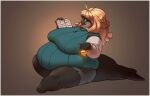  anthro belly big_belly big_breasts black_body black_tail book breasts cetacean clothed clothing cozynakovich female hair holding_object mammal marine obese obese_anthro obese_female overweight overweight_anthro overweight_female potion simple_background solo 