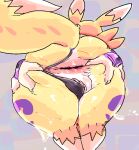  anus bandai_namco bent_over big_anus butt clothing clothing_aside digimon digimon_(species) female fur genitals kiseff panties panties_aside pussy renamon spread_anus spreading thick_thighs thong underwear underwear_aside yellow_body yellow_fur 