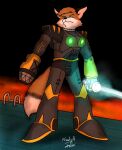  2010 anthro armor canid canine capcom fluffy fluffy_tail fox fredryk_phox fur lightsaber male mammal mega_buster melee_weapon multicolored_body multicolored_fur solo star_wars video_games weapon 
