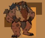  2020 anthro belly black_nose bottomwear brown_body clothing dippubear hi_res humanoid_hands hyaenid loincloth male mammal moobs nipples overweight overweight_male solo 