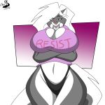  1:1 absurd_res anthro breasts cjshadorunner cleavage clothed clothing female hi_res kelsey_sienna mammal mephitid one_eye_closed skunk solo tongue tongue_out wink 