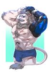  age_difference anthro armpit_hair body_hair bulge clothing facial_hair felid hi_res humanoid kumammoto_(artist) lion male mammal muscular muscular_male mustache older_male pantherine piercing pubes robotic_arm scar solo tattoo underwear 