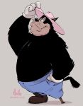  anthro baddie_holly black_eyes black_nose bottomwear clothed clothing disney domestic_cat felid feline felis footwear gloves half-closed_eyes hand_in_pocket handwear happy hat headgear headwear hi_res holding_object looking_at_viewer male mammal narrowed_eyes obese overweight pants partially_clothed pegleg pete_(disney) pockets shoes signature simple_background smile solo standing stubble whiskers white_background 