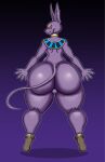 absurd_res anthro balls beerus big_butt butt cherryfox73 domestic_cat dragon_ball dragon_ball_super felid feline felis floating genitals hi_res huge_hips looking_at_viewer looking_back male male/male mammal nude pupils purple_body purple_skin simple_background slit_pupils solo thick_thighs yellow_eyes 