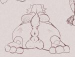  angoramon anthro anus backsack balls bandai_namco big_butt butt digimon digimon_(species) digimon_ghost_game donut_anus genitals long_ears male pawpads perineum presenting presenting_anus sketch solo spank_marks suzuinu 