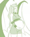  4:5 anthro belly belly_rub big_belly clothed clothing convexpert disney felid female gargoyles hair hi_res maggie_reed_(gargoyles) mammal mutate_(gargoyles) pregnant solo wings 