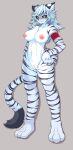  absurd_res anthro breasts felid female fur genitals hair hi_res looking_at_viewer mammal megane_inu nipples nude pantherine pussy smile solo striped_body striped_fur stripes 