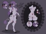  anonymous_artist anthro anus beatrix_devil_(character) bovid bovine breasts cattle ear_tag eyewear female genitals glasses goth hi_res hooves mammal model_sheet nipples pussy solo 