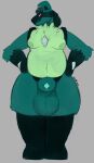  2021 animal_genitalia anthro balls big_balls bodily_fluids colored_sketch eonbr genital_fluids genitals hands_on_hips hi_res looking_at_viewer lucario male moobs nintendo penis penis_tip pok&eacute;mon pok&eacute;mon_(species) precum sheath slightly_chubby solo thick_thighs ufiara_(character) video_games wide_hips 