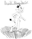  2021 anthro black_and_white blaze_the_cat breasts burnt_clothing clenched_teeth clothing domestic_cat felid feline felis female full-length_portrait hi_res himitsu mammal monochrome nipples nude plantigrade portrait sega shocked sketch solo sonic_the_hedgehog_(series) standing teeth wardrobe_malfunction 