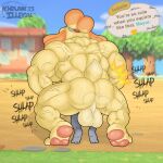  1:1 abby_(khrunkisillegal) animal_crossing anthro balls balls_deep big_balls big_butt big_muscles butt dialogue doggystyle duo english_text female from_behind_position genitals gremlin gynomorph header header_box hi_res highlighted_text huge_balls huge_muscles humanoid intersex intersex/female isabelle_(animal_crossing) khrunkisillegal motion_lines muscular muscular_intersex nintendo pawpads paws penetration public public_nudity public_sex rough_sex sex size_difference slap text text_header thick_thighs vein veiny_muscles video_games 