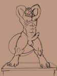  abs absurd_res anthro balls dinosaur erection genitals hands_behind_head hi_res male muscular muscular_anthro muscular_male nipples nude penis pose reptile rex_(disambiguation) scalie sennith sketch solo tail_motion 