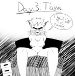  2021 angry anthro black_and_white breasts caitian dialogue dr._t&#039;ana english_text felid female front_view genitals hi_res himitsu mammal monochrome nipples nude portrait pussy sitting sketch solo star_trek star_trek_lower_decks text three-quarter_portrait whiskers 