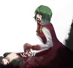  blood censored death eating empty_eyes fake_censor green_hair guro kazami_yuuka murai_shinobu solo tears touhou 