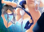  1boy 1girl breasts breasts_out breasts_outside censored clannad clothed_sex from_behind game_cg large_breasts no_panties okazaki_tomoya panties panties_around_leg panties_around_one_leg partially_clothed sakagami_tomoyo underwear 