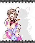  bad_id bad_pixiv_id blindfold breasts facing_viewer kneeling komeiji_satori lactation large_breasts milking_machine senoo_arika short_hair solo tongue touhou 