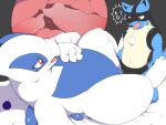  4:3 accidentally_gay animal_genitalia animal_penis bed black_body black_fur blue_body blue_fur canine_penis cutaway duo fur furniture gender_confusion genitals gloves_(marking) hand_on_stomach hi_res internal legendary_pok&eacute;mon lucario lugia lying male male/male male_penetrated male_penetrating male_penetrating_male markings multicolored_body nintendo on_back on_bed open_mouth penetration penis pok&eacute;mon pok&eacute;mon_(species) red_eyes saljidark sex slit_penetration slit_sex spikes spikes_(anatomy) surprised_expression tan_body tan_fur two_tone_body video_games white_body 