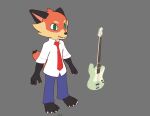  2019 3d_(artwork) 4_toes anthro barefoot bass_guitar black_body black_fur canid canine cheek_tuft claws clothed clothing cooper_(scratch21) digital_media_(artwork) facial_tuft fangs feet fox fully_clothed fur green_eyes grey_background grin guitar happy head_tuft male mammal musical_instrument orange_body orange_fur pabu_(artist) paws plucked_string_instrument red_fox scratch21 simple_background smile solo standing string_instrument tan_body tan_fur toes tuft 