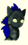  black_body blue_hair changelings empty_eyes fangs hair hasbro hi_res my_little_pony solo traditional_media_(artwork) 