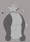  anthro big_butt breasts butt butt_focus datmofo4 deltarune felid feline female floating_hands grey_background hi_res huge_butt huge_hips huge_thighs looking_back machine mammal monochrome robot simple_background solo tasque_manager thick_thighs undertale_(series) video_games wide_hips 