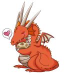  &lt;3 alpha_channel becaroonie blush dragon egg embrace eyes_closed feral horn hug male manon maplestory nexon red_body scalie simple_background slightly_chubby solo spikes translucent transparent_background wings 