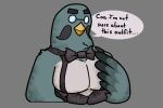  animal_crossing anthro avian bird breasts brewster_(animal_crossing) clothed clothing columbid digital_media_(artwork) drawable_(artist) facial_hair feathers humanoid male mustache nintendo pigeon simple_background solo video_games 