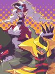  ambiguous_gender anthro blue_eyes cosplay dragon duo giratina hi_res legendary_pok&eacute;mon lycanroc midnight_lycanroc nintendo on_ice_(artist) pok&eacute;mon pok&eacute;mon_(species) red_eyes reshiram tongue tongue_out video_games wings zekrom 