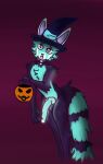  &lt;3 &lt;3_eyes absurd_res ailurid anonymous_artist anthro blue_penis clothing collar genitals glowing glowing_genitalia glowing_penis halloween hat headgear headwear hi_res holidays knot male mammal penis red_panda simple_background solo witch_hat 