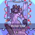  1:1 absurd_res alolan_meowth anthro bathroom big_penis dreadlocks genitals hi_res humanoid_genitalia humanoid_penis male mirror_selfie nintendo penis pok&eacute;mon pok&eacute;mon_(species) regional_form_(pok&eacute;mon) selfie shower solo text the_xing1 video_games vinci_(itsmemtfo4) 