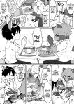  aburaage animal_humanoid anthro canid canid_humanoid canine canine_humanoid chopsticks clothed clothing comic edit english_text eyes_closed food fox_humanoid hard_translated hi_res humanoid kaminosaki male mammal mammal_humanoid monochrome noodles raccoon_dog tanuki text tofu_(food) translated udon 