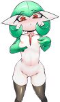  absurd_res blush bodily_fluids breasts clothing female fir3born gardevoir genitals hi_res humanoid lactating legwear nintendo not_furry pok&eacute;mon pok&eacute;mon_(species) pussy simple_background small_breasts solo tights video_games 