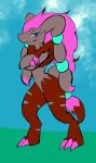  absurd_res andrew_loben beads clawed_feet clawed_fingers clawed_toes claws crossed_arms hi_res humanoid hybrid male mega_evolution mega_lopunny nintendo pok&eacute;mon pok&eacute;mon_(species) semi-anthro silent_e smile smirk solo video_games zoroark 