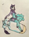  anthro bomb bone breasts canid canine canis claws clothed clothing dress explosives female legwear malo mammal marsh_(marshthemalo) pinup pinupgirl pose scp-1471 scp-1471-a scp_foundation skull skull_head solo thigh_highs traditional_media_(artwork) victordantes wolf 