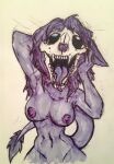  ahegao anthro bone breasts canid canine canis claws clothed clothing female looking_pleasured malo mammal marsh_(marshthemalo) scp-1471 scp-1471-a scp_foundation skull skull_head solo tongue topless topless_anthro topless_female traditional_media_(artwork) victordantes wolf 