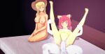  3d_(artwork) aged_up anthro apple_bloom_(mlp) applejack_(mlp) blonde_hair breasts crossover deltarune digital_media_(artwork) equestria_girls female friendship_is_magic genitals group group_sex hair hasbro hi_res humanoid impregnation inflation leg_grab male male/female my_little_pony nipples nude orange_body penetration penis pregnant ralsei red_eyes red_hair sex threesome undertale_(series) vaginal vaginal_penetration video_games yellow_body 
