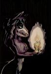  anthro bone breasts candle candlelight canid canine canis claws clothed clothing fire glowing light malo mammal marsh_(marshthemalo) scp-1471 scp-1471-a scp_foundation shadow skull skull_head solo topless traditional_media_(artwork) victordantes wolf 