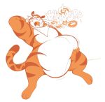  anthro bandanna belly big_belly boot_(artist) burping chubby_male fangs felid frosted_flakes kellogg&#039;s kerchief kerchief_only male mammal mascot mostly_nude neckerchief neckerchief_only pantherine solo tiger tony_the_tiger 