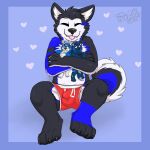  &lt;3 1:1 anthro balls_outline bandai_namco black_body black_ears black_fur black_hair black_nose blep blue_background blue_body blue_border blue_ears blue_eyes blue_fur blue_hair border border_collie boxers_(clothing) bulge canid canine canis cheek_tuft claws clothed clothing collie cute_fangs digimon digimon_(species) dipstick_tail domestic_dog embrace eyebrow_through_hair eyebrows facial_tuft fur gaokun gaokun_(character) genital_outline grey_body grey_fur group hair herding_dog hi_res hug husky inner_ear_fluff macro male male/male mammal markings multicolored_body multicolored_ears multicolored_fur multicolored_hair neck_tuft nervous nordic_sled_dog partially_clothed pastoral_dog pink_claws purple_eyes red_clothing red_underwear sheepdog simple_background spitz tail_markings toe_claws tongue tongue_out translucent translucent_hair tuft two_tone_body two_tone_ears two_tone_fur two_tone_hair underwear watermark white_body white_ears white_fur white_inner_ear 