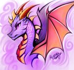  2021 absurd_res activision digital_media_(artwork) dragon feral hi_res horn male membrane_(anatomy) membranous_wings myarukawolf purple_body purple_eyes purple_scales scales scalie solo spines spyro spyro_the_dragon video_games western_dragon wings 