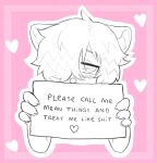  &lt;3 ambiguous_gender anthro ear_tuft english_text reaction_image sign simple_background solo tailfuck_(meltymiilk) text tuft 