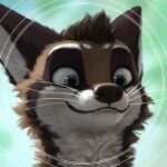  1:1 2021 anthro blue_eyes brown_body brown_fur fur geewolf headshot_portrait icon male mammal portrait procyonid raccoon smile solo whiskers white_body white_fur 