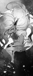  ambiguous_gender anthro biped canid canine cheek_tuft claws ear_tuft ears_back facial_tuft finger_claws full_moon fur grey_claws greyscale hair hand_on_leg hand_on_thigh hi_res hisuian_zoroark inner_ear_fluff long_hair mammal monochrome moon nintendo nude pivoted_ears pok&eacute;mon pok&eacute;mon_(species) pokemon_legends_arceus ravoilie regional_form_(pok&eacute;mon) rock sitting snout solo toe_claws tuft video_games white_body white_fur 
