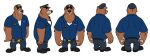  2021 absurd_res anthro black_nose bottomwear brok_the_investigator brown_body brown_fur clothing cowcatgames fur hat headgear headwear hi_res humanoid_hands male mammal model_sheet multiple_poses official_art overweight overweight_male pants police police_badge police_hat police_officer police_uniform pose r.j._(brok_the_investigator) shirt simple_background solo topwear uniform ursid white_background 