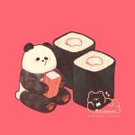  1:1 2021 black_body black_nose blush chibi feral food giant_panda hi_res mammal micro shirokumani sitting sushi_roll ursid white_body 