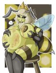  2021 antennae_(anatomy) anthro areola arthropod arthropod_abdomen athena_(bootleggz) bee belly belly_rub big_belly big_breasts blush bodily_fluids bootleggz breast_grab breast_milking breast_play breast_squish breasts breath butt butt_grab cel_shading crown digital_media_(artwork) eyelashes eyeshadow fangs female fingers food fur glistening glistening_body hair hand_on_breast hand_on_butt hi_res honey_(food) huff hymenopteran insect insect_wings inverted_nipples lactating looking_down makeup milk milking_self multi_limb navel nectar nipples non-mammal_breasts not_furry nude outline pregnant pregnant_female puffy_areola puffy_nipples shaded signature simple_background smile solo squish stinger stripes thick_thighs translucent translucent_wings wings yellow_body 