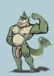  anthro dreamworks fish flaccid flexing genitals hi_res humanoid looking_at_viewer male marine monster monsters_vs._aliens muscular penis solo the_missing_link unrealrui 