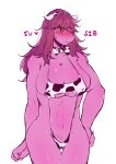  absurd_res animal_bikini animal_print anthro bikini biped blush bow_tie breasts camel_toe cleavage clothed clothing cow_bikini cow_print deltarune female freckles genital_outline hair hi_res kosafordraw navel nipple_outline pattern_clothing pattern_swimwear purple_body purple_hair purple_skin pussy_outline reptile scalie solo standing susie_(deltarune) swimwear undertale_(series) video_games 