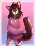  2021 anthro breasts brown_body brown_fur brown_hair canid canine canis clothed clothing collar digital_media_(artwork) eyebrows eyelashes female fur green_eyes hair hi_res mammal red_wolf skylar_zero solo talilly wolf 